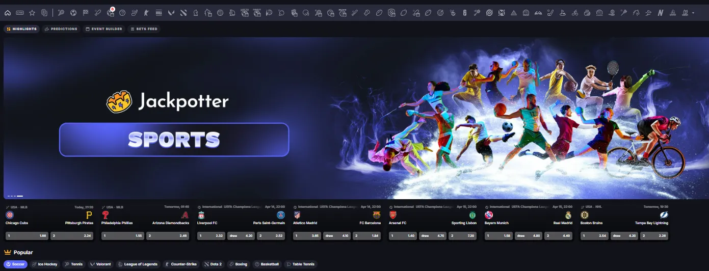 jackpotter casino sports